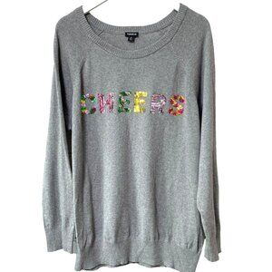 TORRID Cheers Sweater Size 18/20 2X Plus Size CottonPullover Gray Top Sequins